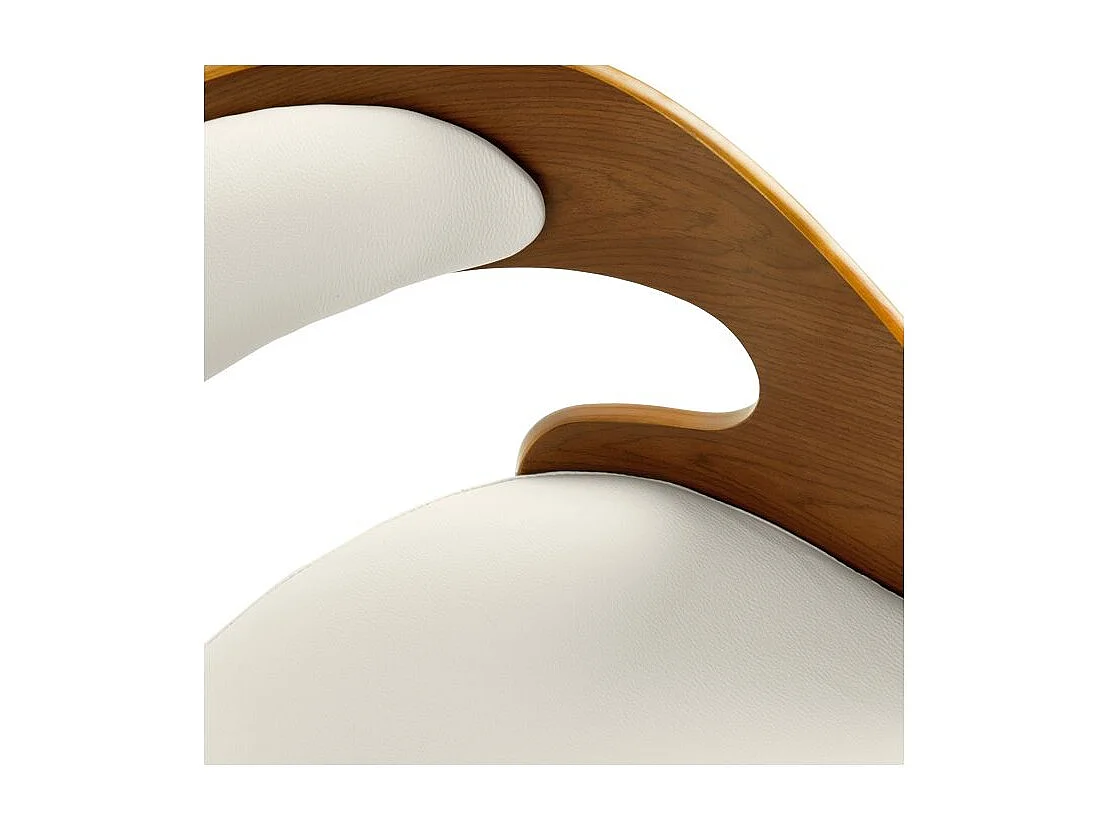 Chaise de bureau pivotante en bois et PU blanc - Louis