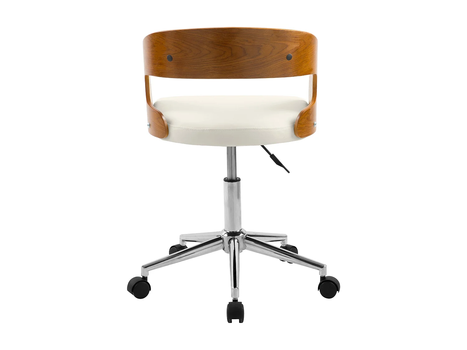 Chaise de bureau pivotante en bois et PU blanc - Louis