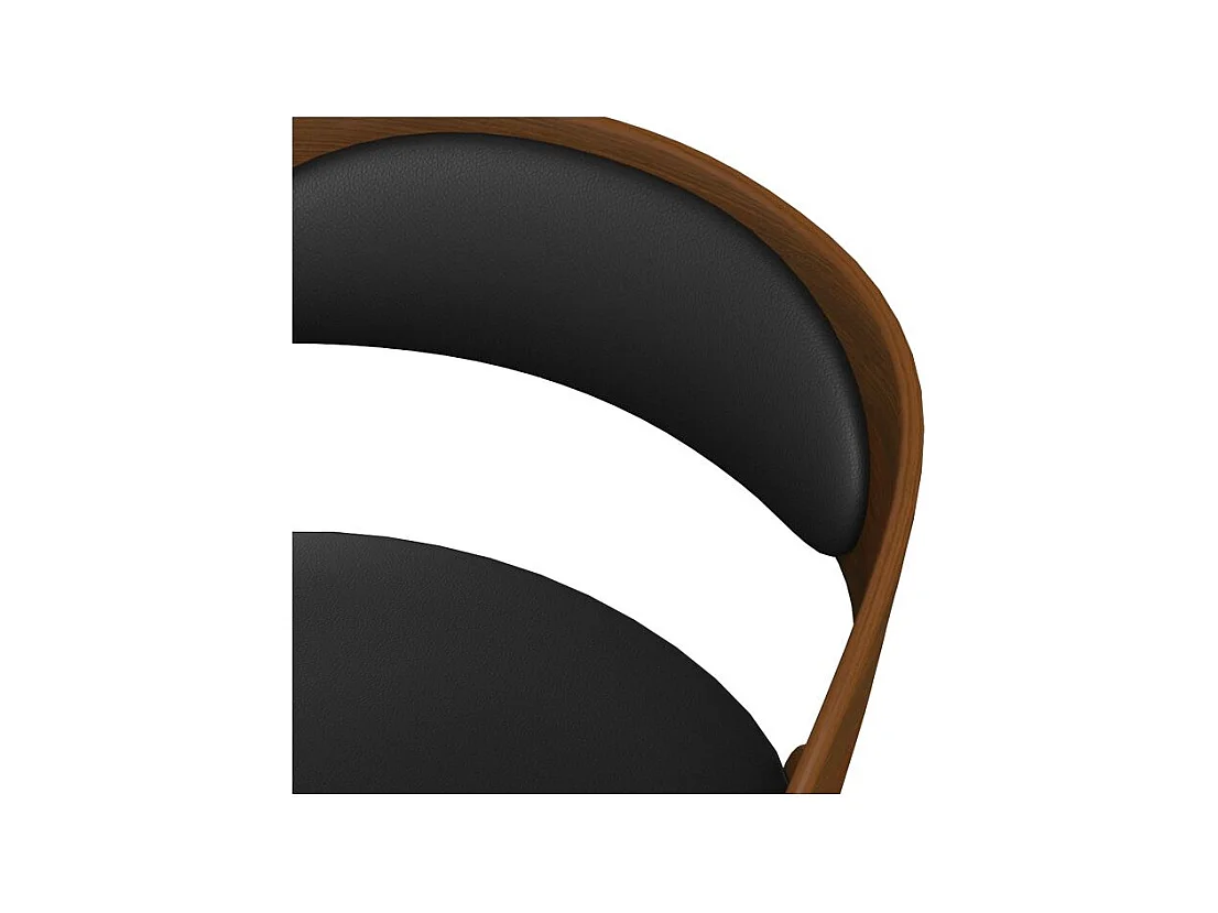 Silla de oficina con ruedas en madera oscura y PU negro - Louis