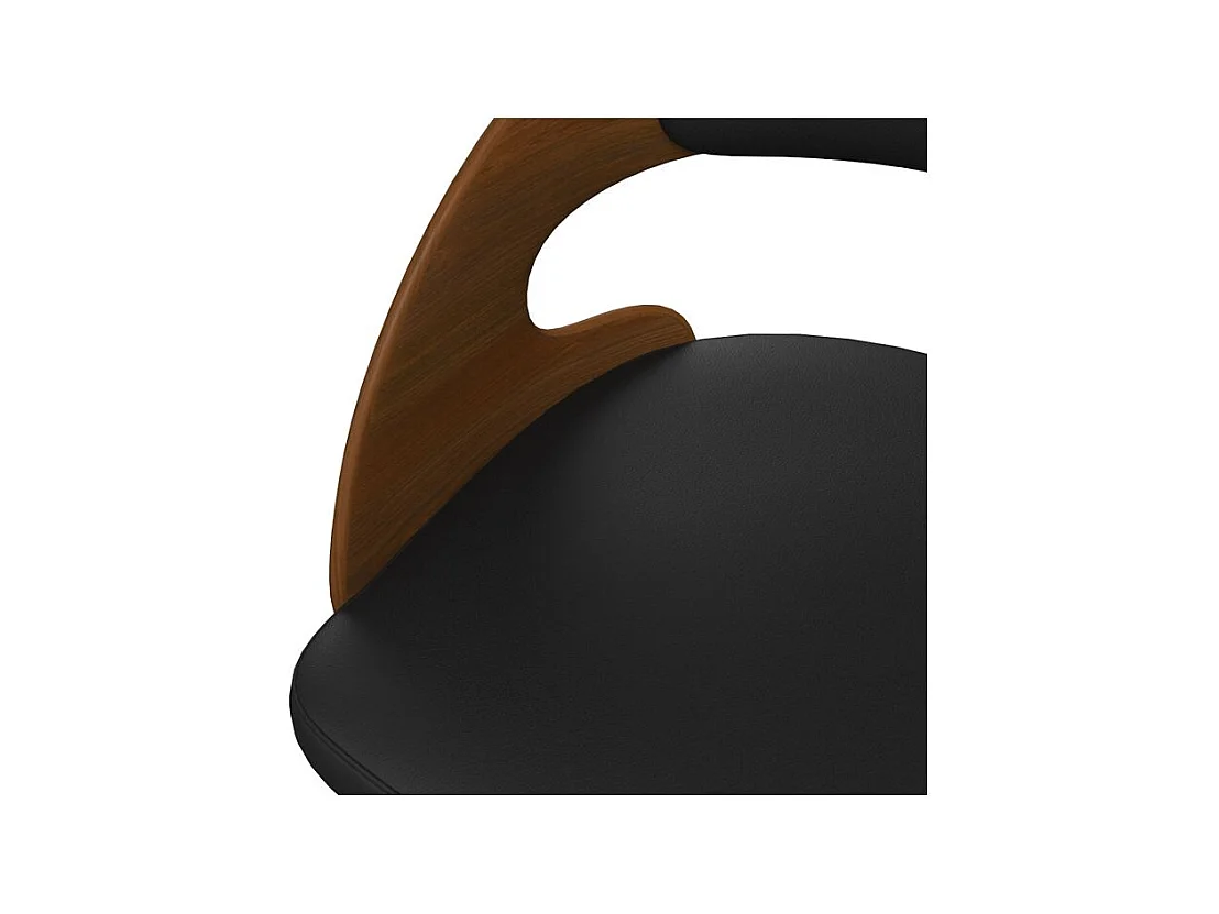 Silla de oficina con ruedas en madera oscura y PU negro - Louis