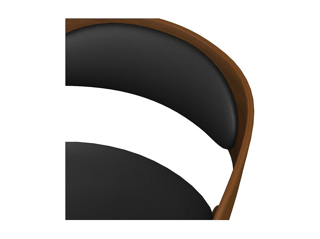 Silla de oficina con ruedas en madera oscura y PU negro - Louis