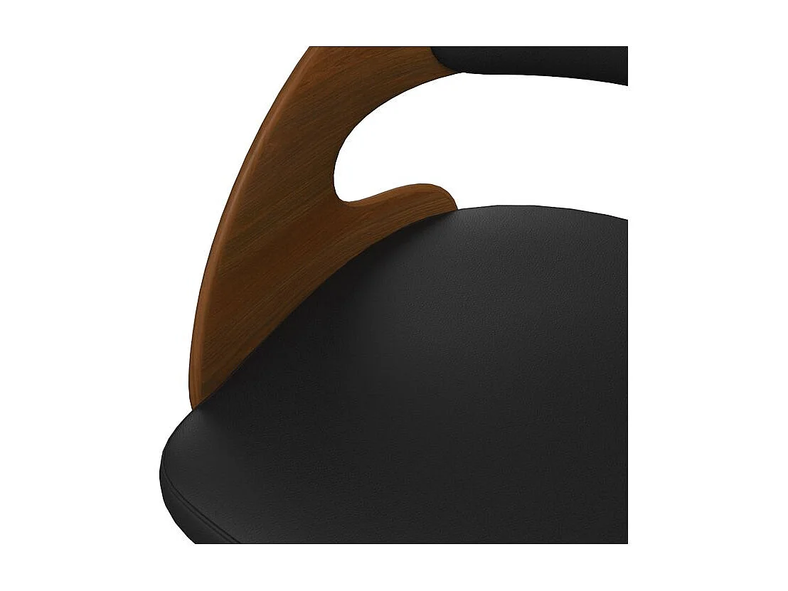 Silla de oficina con ruedas en madera oscura y PU negro - Louis