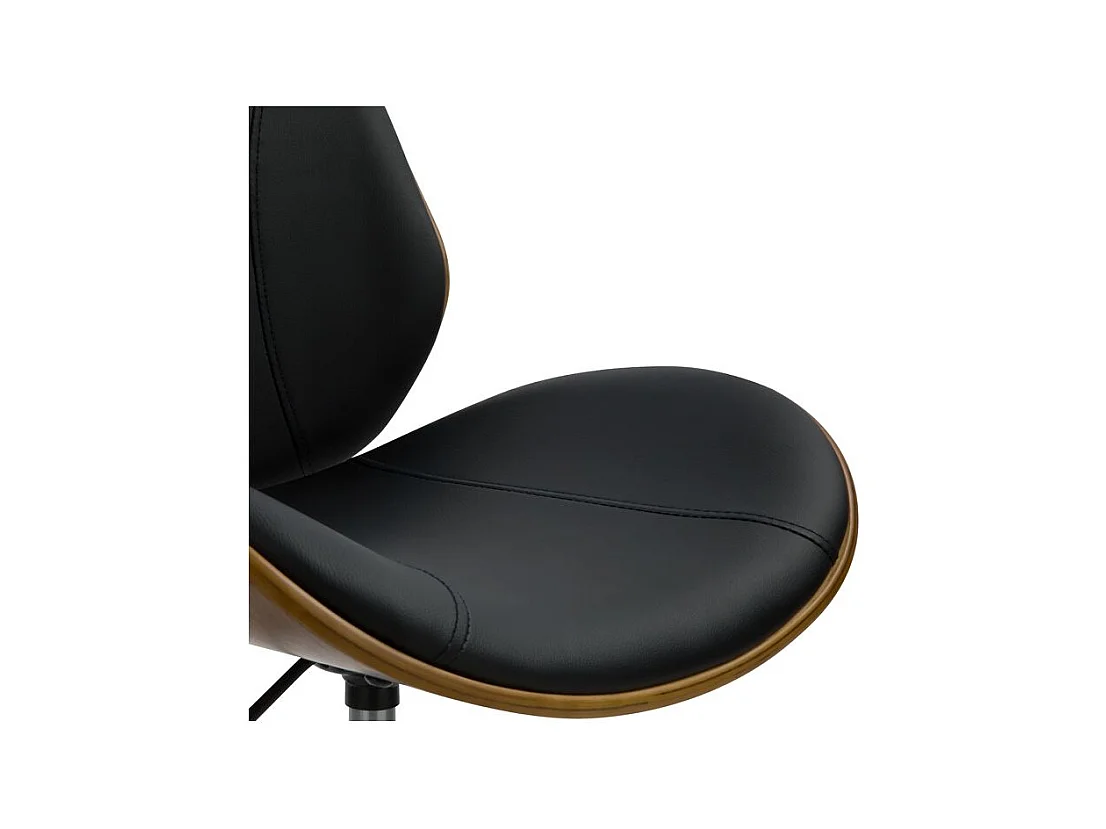Silla de oficina de madera con ruedas en PU negro - Archie