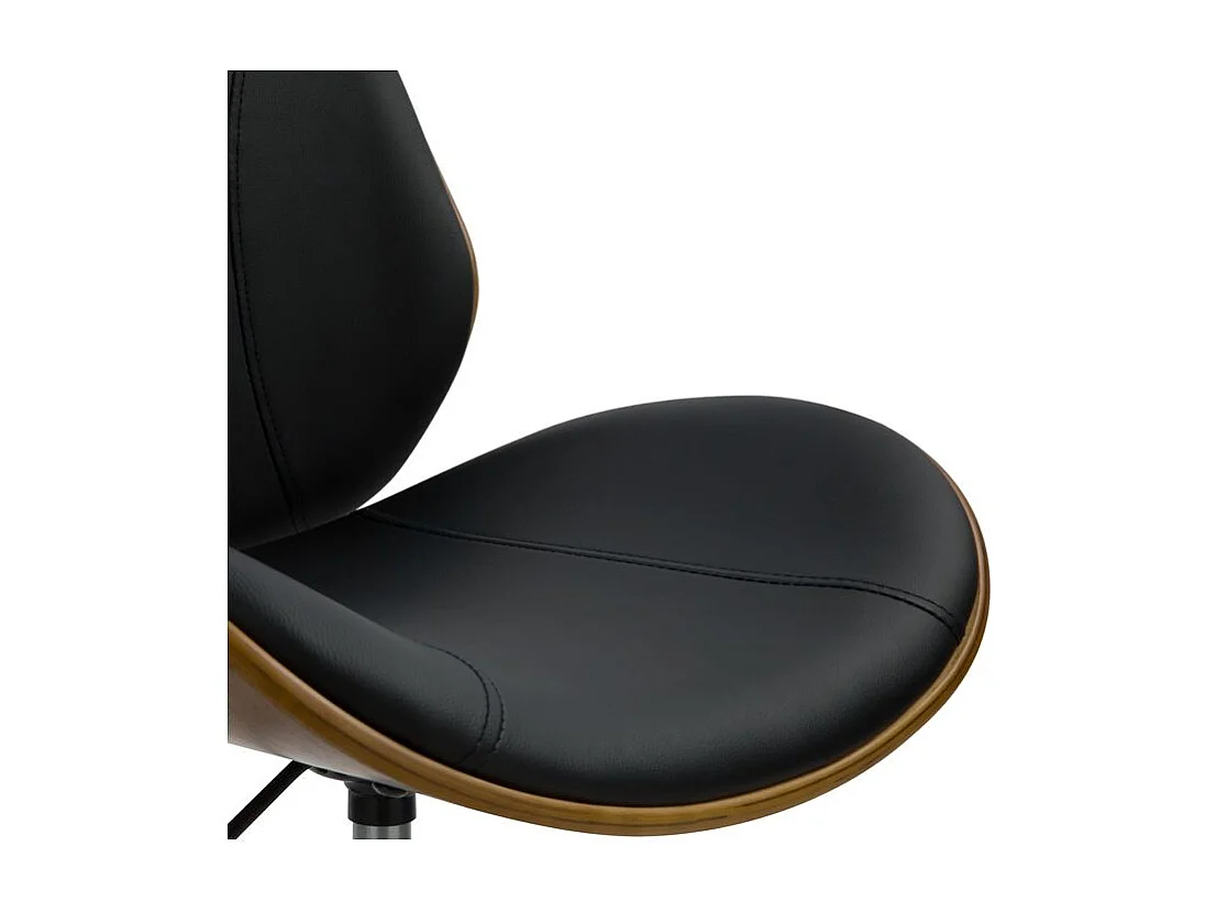Silla de oficina de madera con ruedas en PU negro - Archie