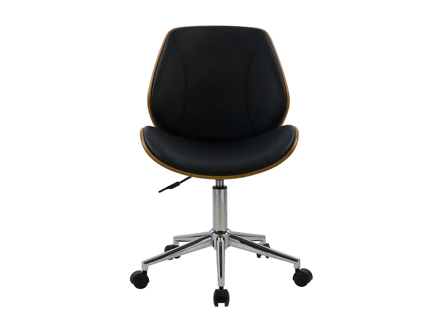Silla de oficina de madera con ruedas en PU negro - Archie