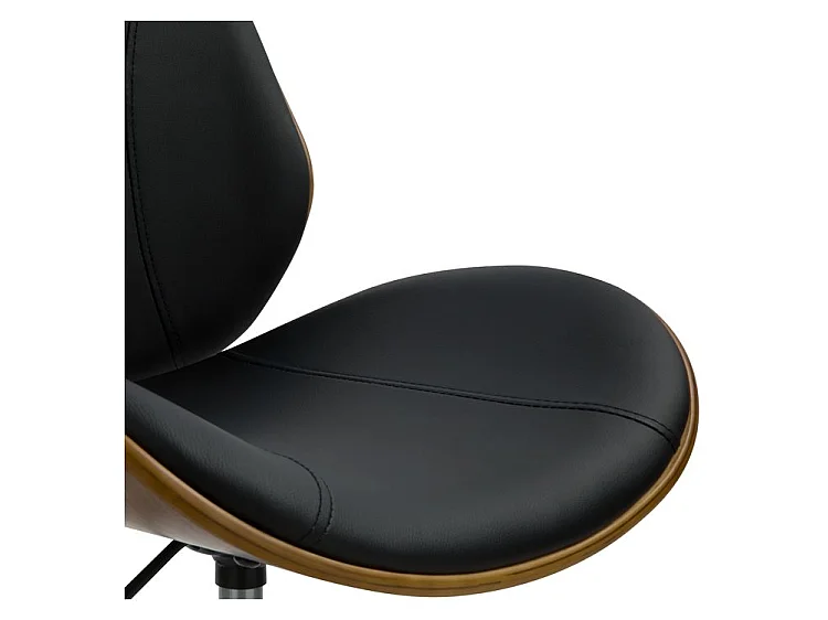 Silla de oficina de madera con ruedas en PU negro - Archie