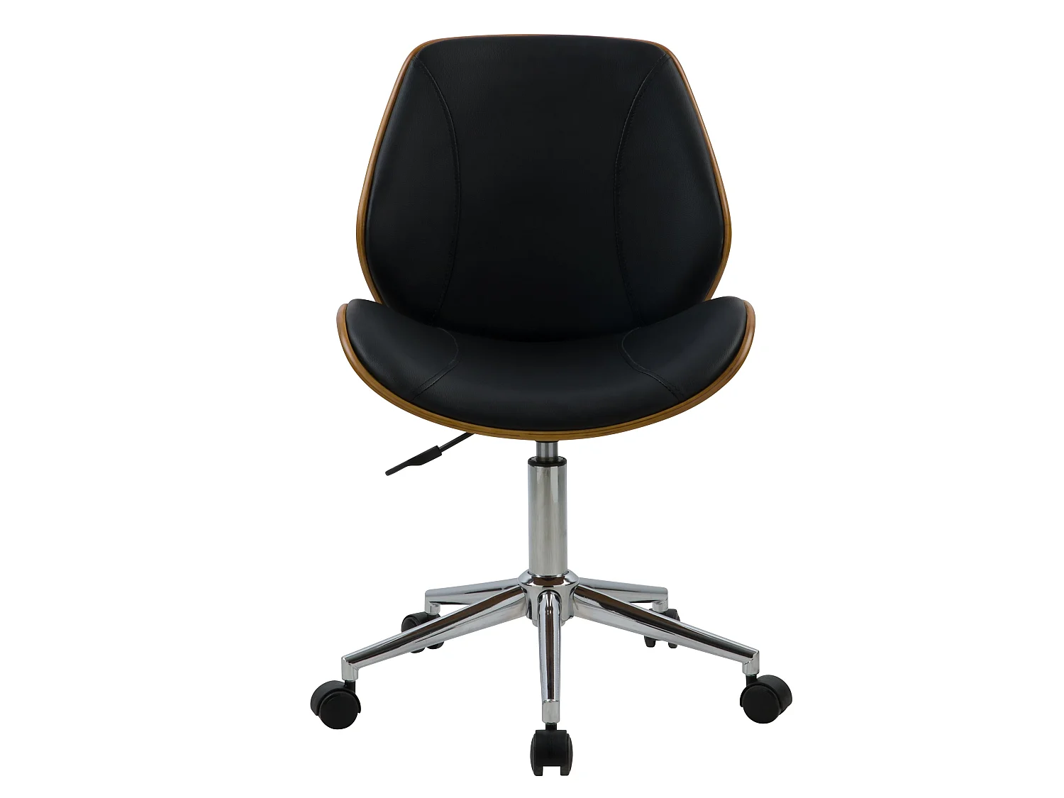 Silla de oficina de madera con ruedas en PU negro - Archie