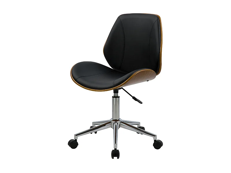 Chaise de bureau pivotante en bois en PU noir - Archie