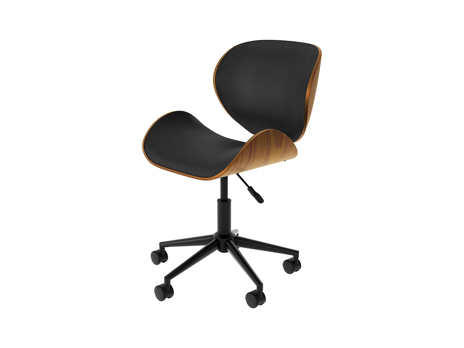 Silla giratoria de oficina en piel sintética negra 79-91cm - Baudoin