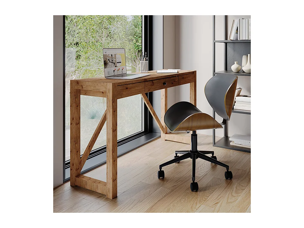 Silla giratoria de oficina en piel sintética negra 79-91cm - Baudoin