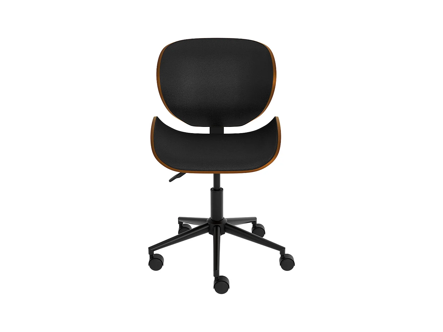 Silla giratoria de oficina en piel sintética negra 79-91cm - Baudoin