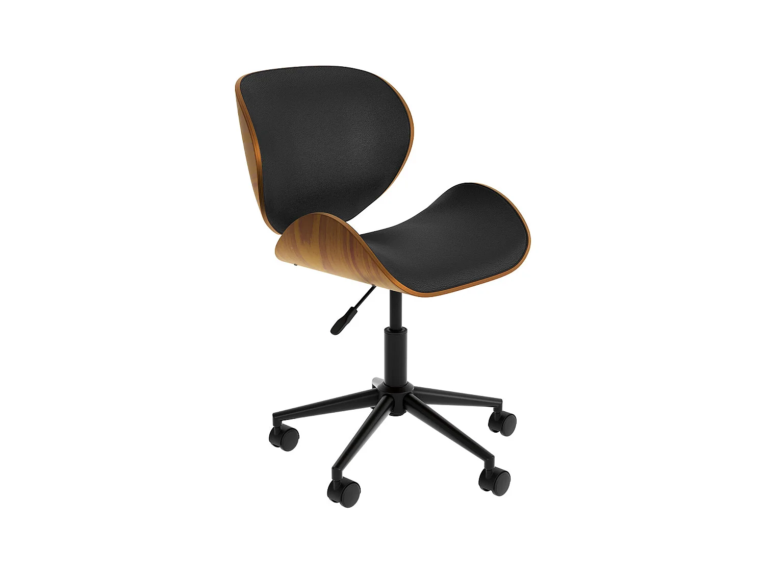 Silla giratoria de oficina en piel sintética negra 79-91cm - Baudoin