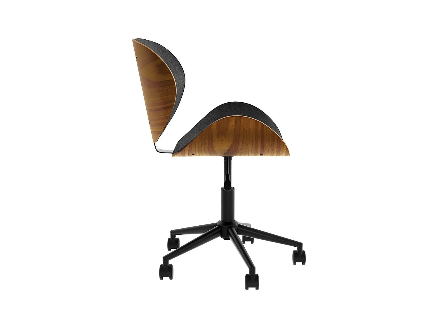 Silla giratoria de oficina en piel sintética negra 79-91cm - Baudoin