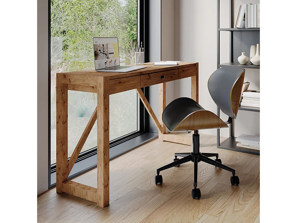 Silla giratoria de oficina en piel sintética negra 79-91cm - Baudoin