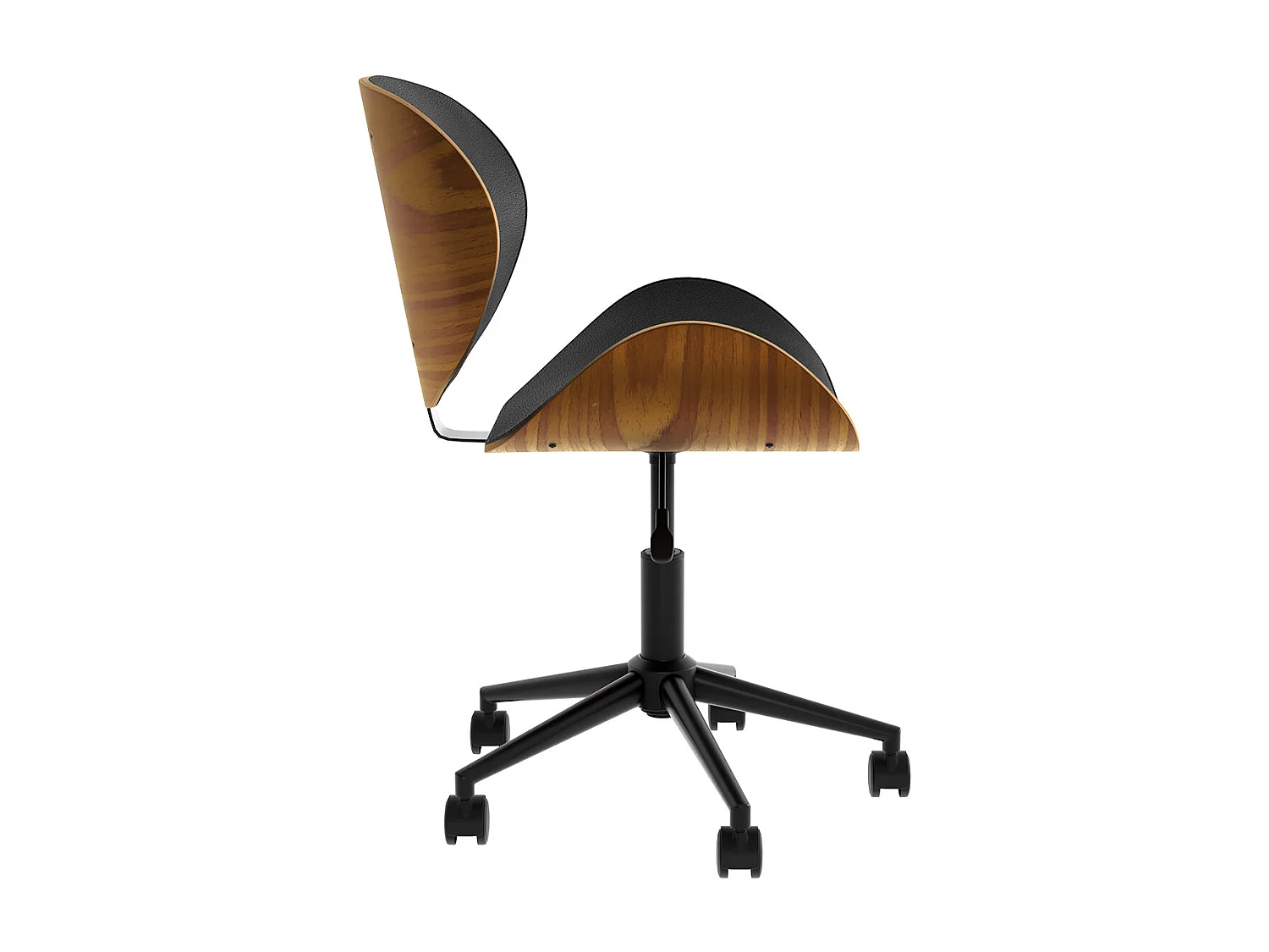 Silla giratoria de oficina en piel sintética negra 79-91cm - Baudoin