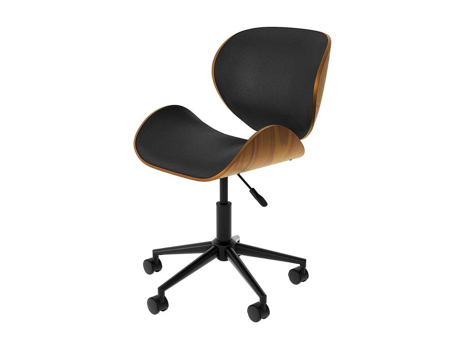 Sedia da ufficio girevole in ecopelle nera 79-91cm - Baudoin