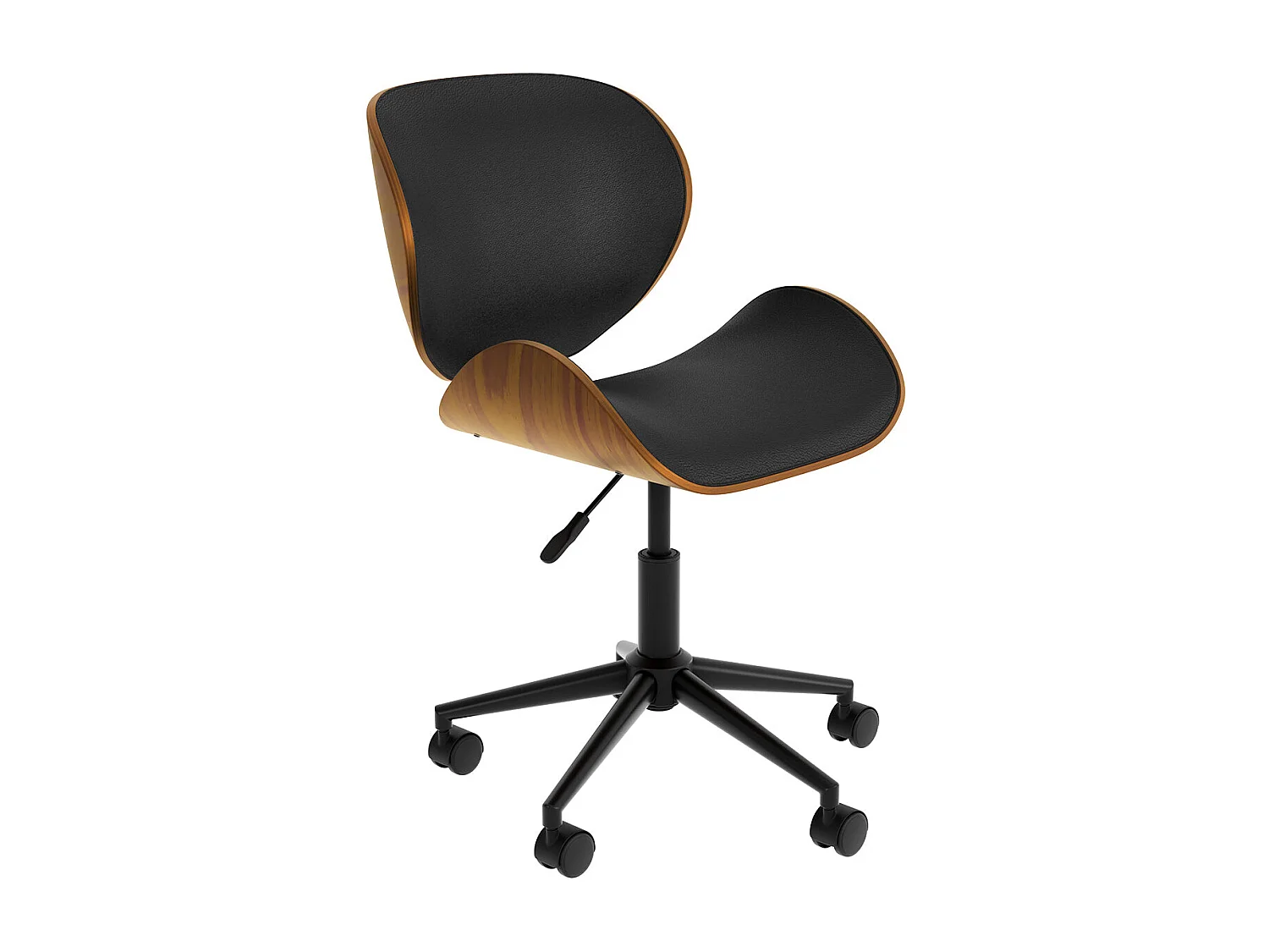 Sedia da ufficio girevole in ecopelle nera 79-91cm - Baudoin