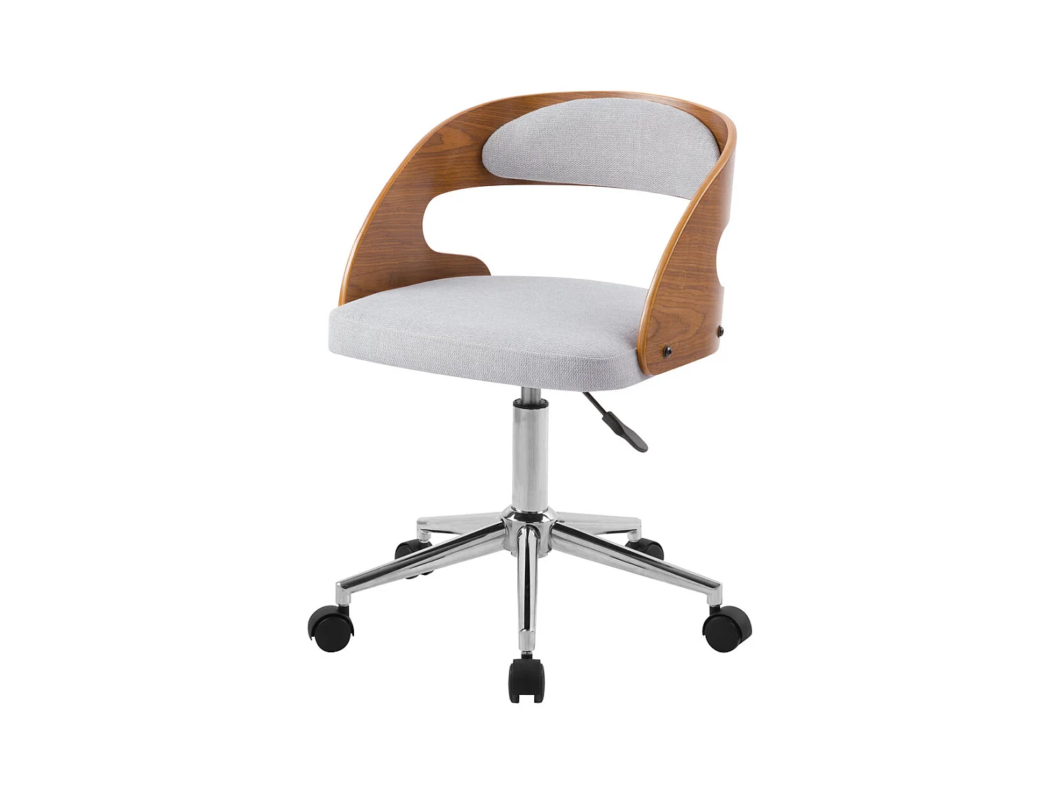 Silla de oficina giratoria ajustable de madera y tela gris - Louis