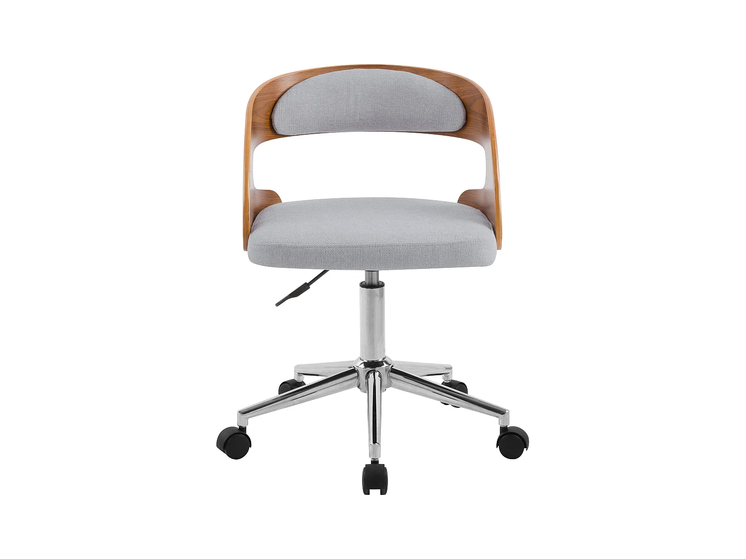 Silla de oficina giratoria ajustable de madera y tela gris - Louis