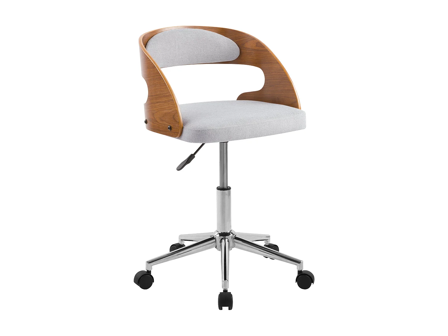 Silla de oficina giratoria ajustable de madera y tela gris - Louis