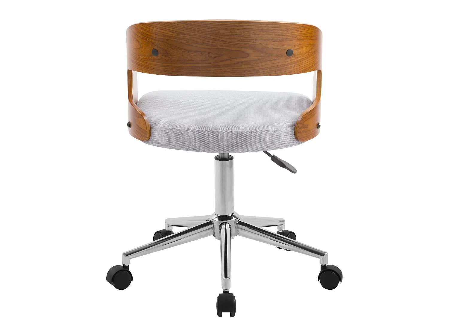 Chaise de bureau pivotante et réglable en bois et tissu gris - Louis