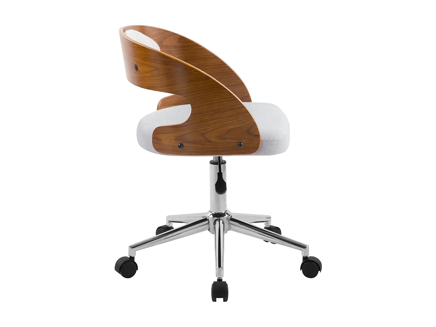 Chaise de bureau pivotante et réglable en bois et tissu gris - Louis