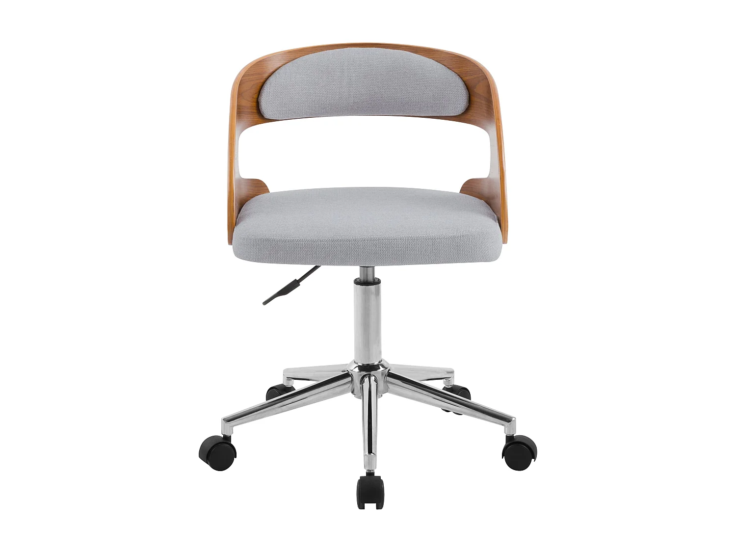 Chaise de bureau pivotante et réglable en bois et tissu gris - Louis