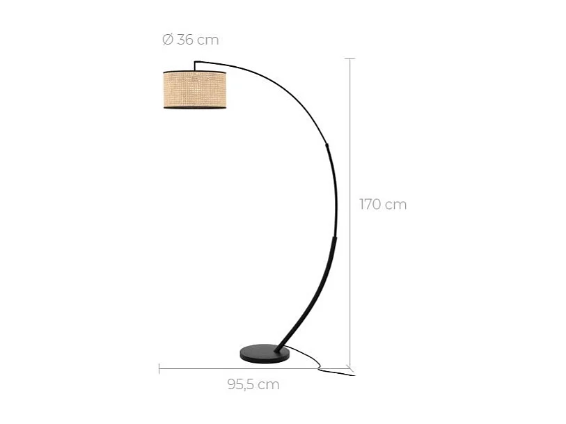 Lámpara de pie en ratán y metal - Aimée