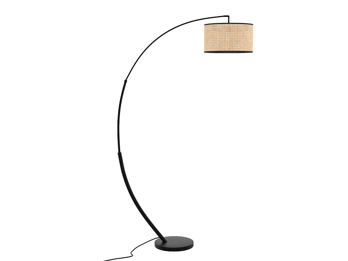 Lampadaire en rotin et métal noir - Aimée