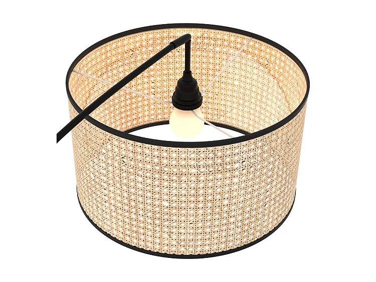 Lampadaire en rotin et métal noir - Aimée