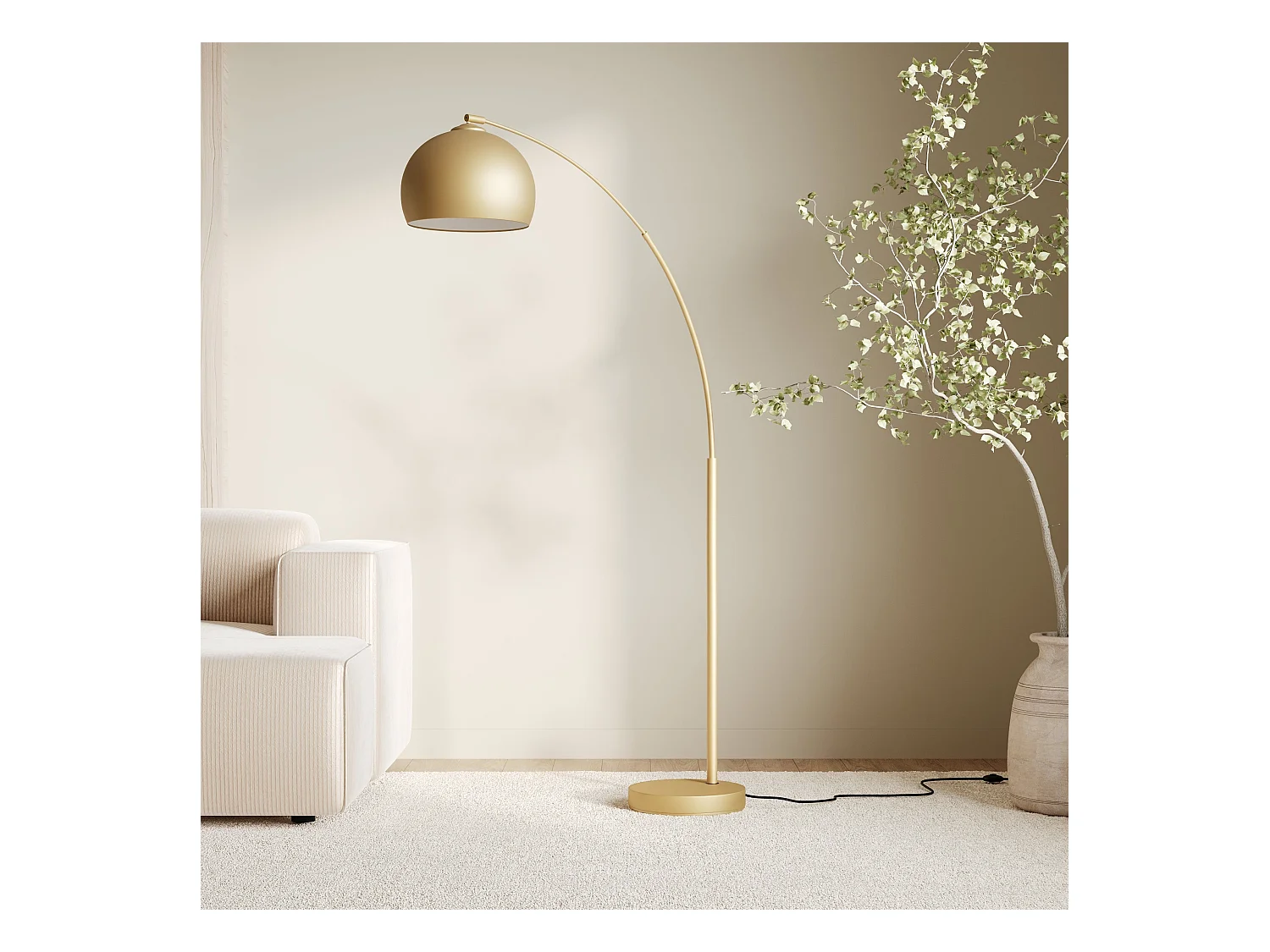 Lampadaire en métal couleur laiton - Dinard