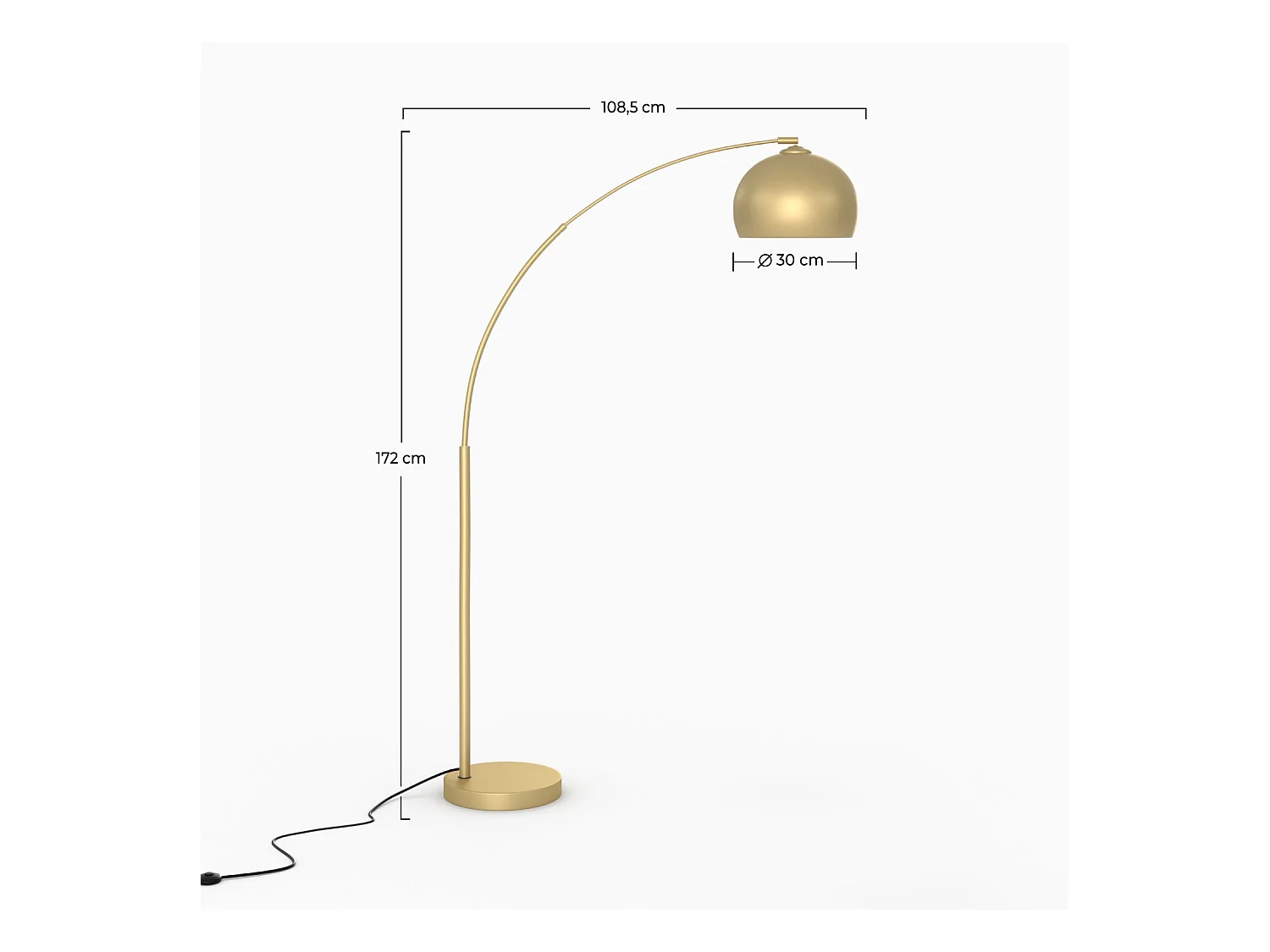 Lampadaire en métal couleur laiton - Dinard