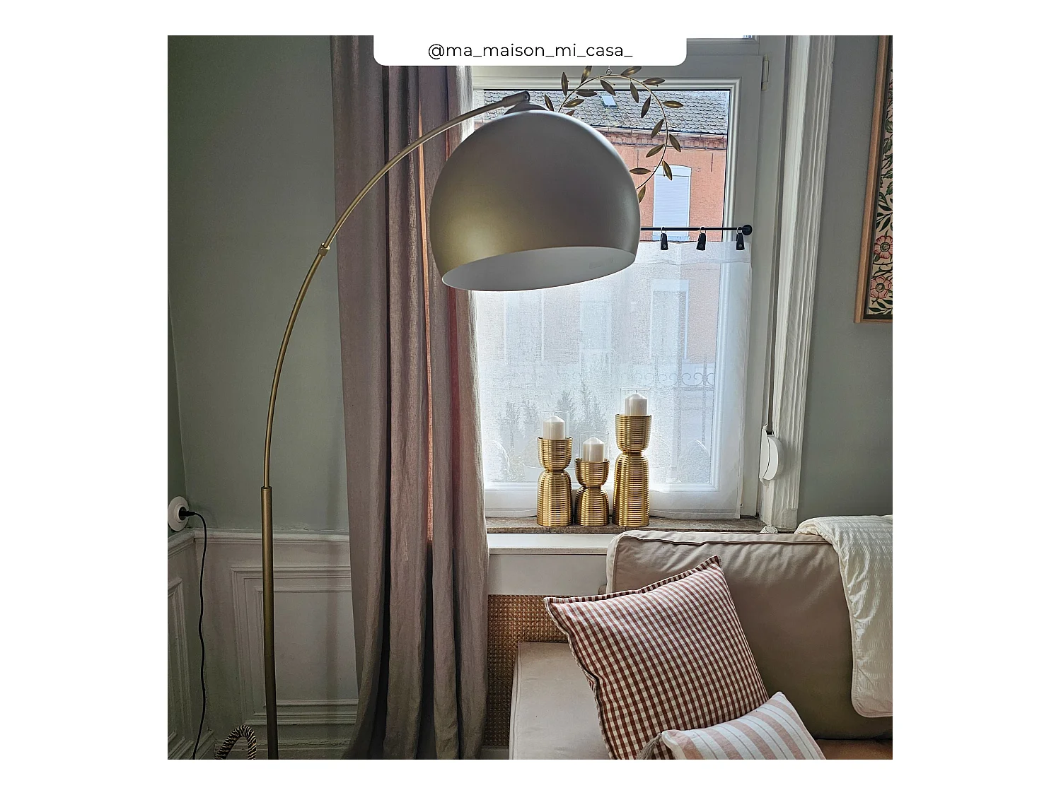 Lampadaire en métal couleur laiton - Dinard