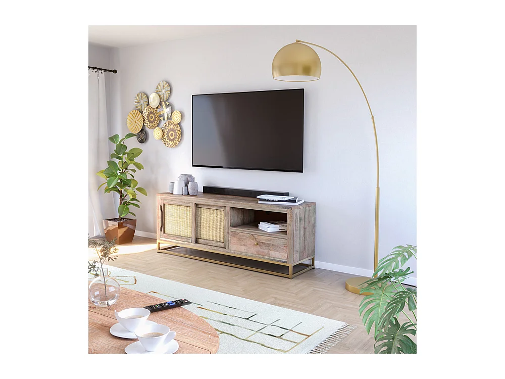 Lampadaire en métal couleur laiton - Dinard