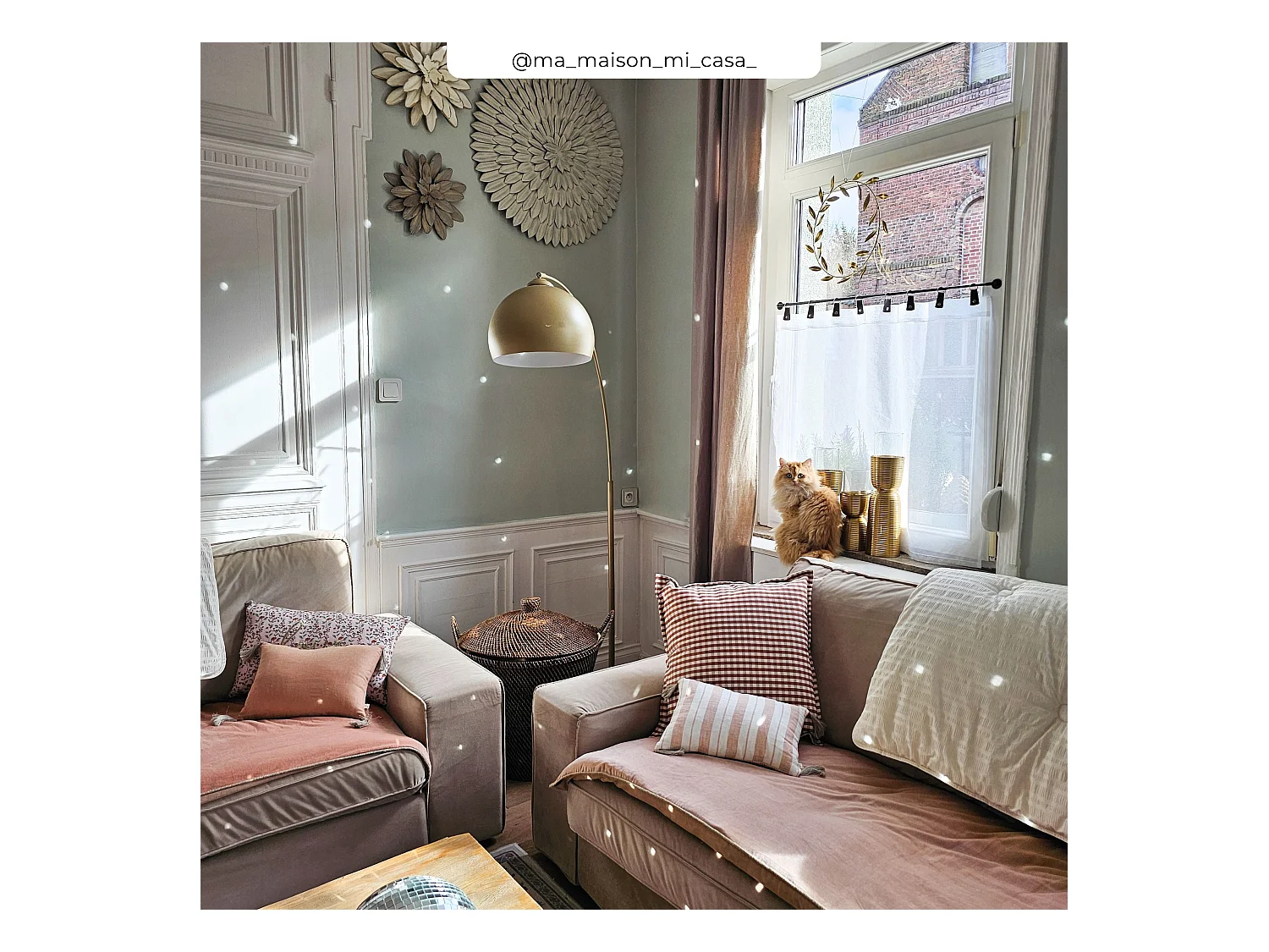 Lampadaire en métal couleur laiton - Dinard