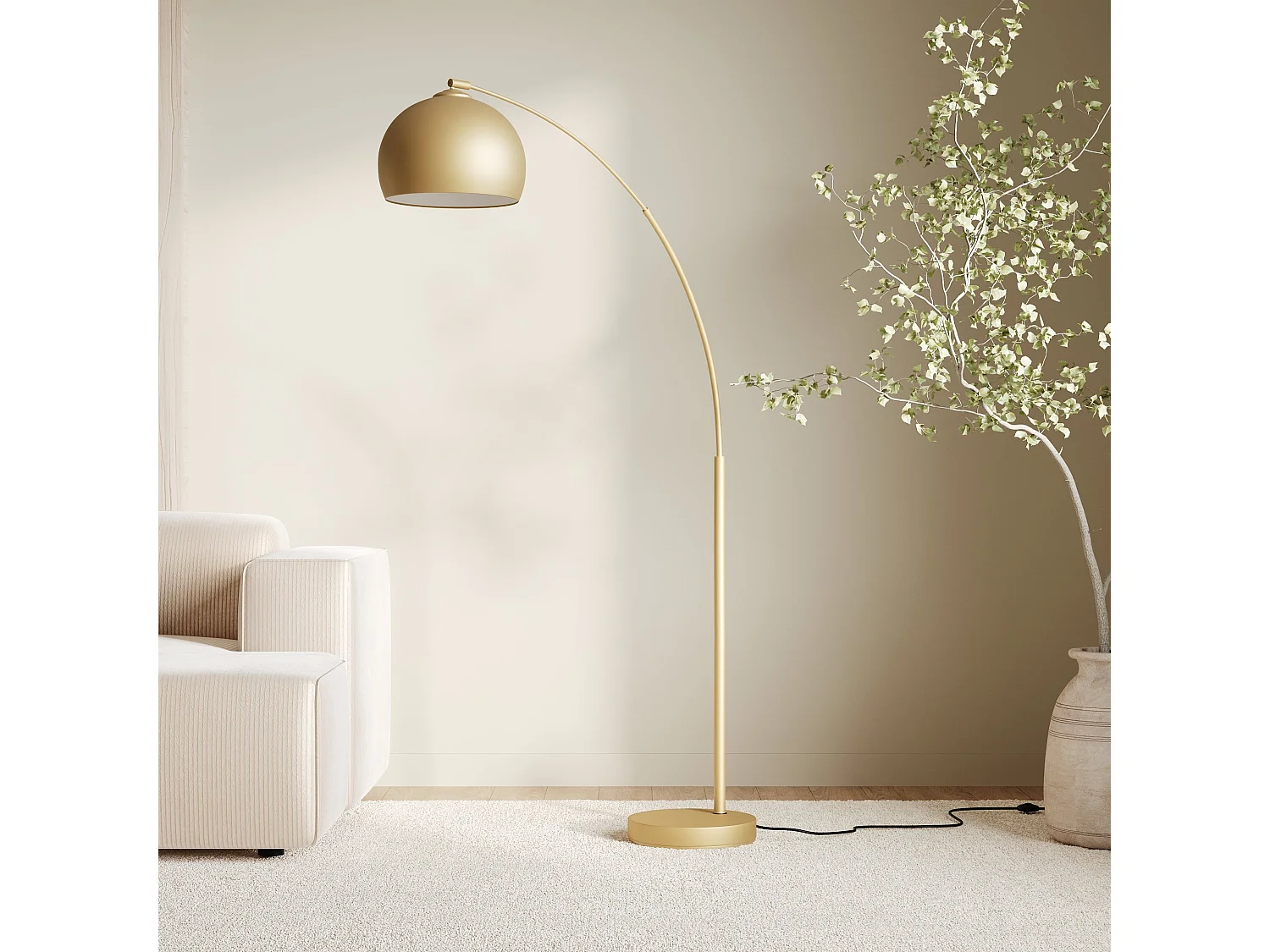 Lampadaire en métal couleur laiton - Dinard