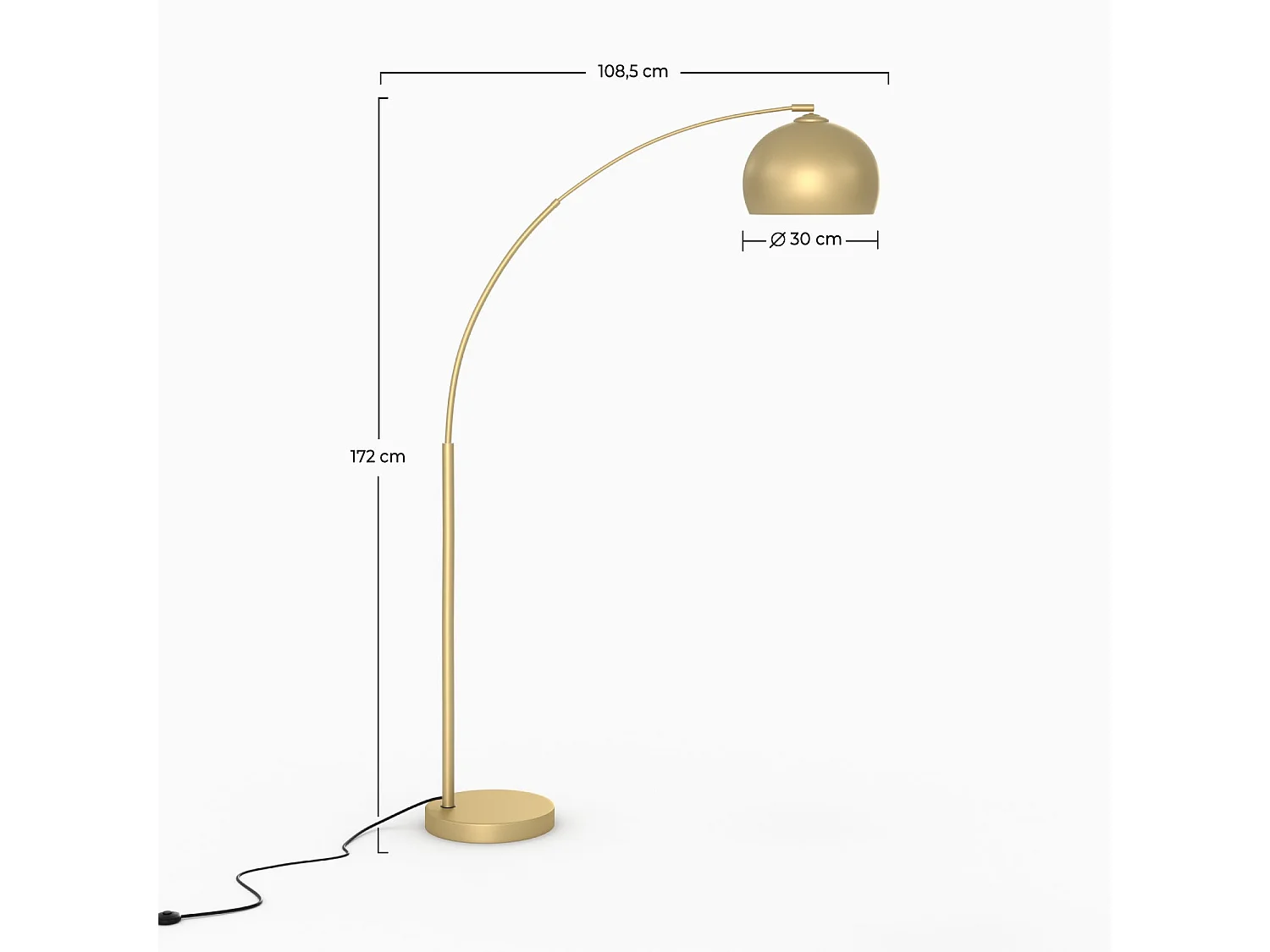 Lampadaire en métal couleur laiton - Dinard