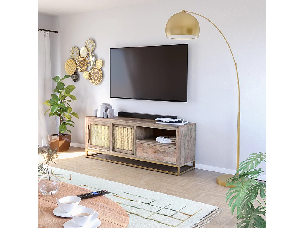 Lampadaire en métal couleur laiton - Dinard