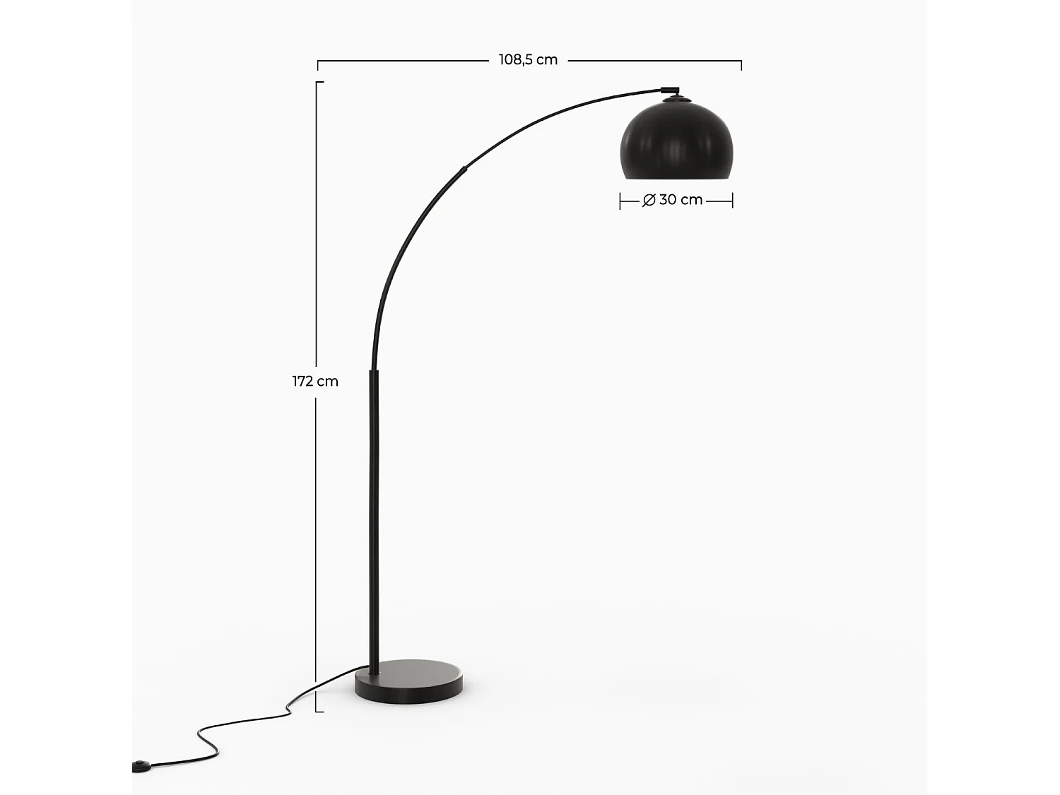 Lampada da terra in metallo nero - Dinard