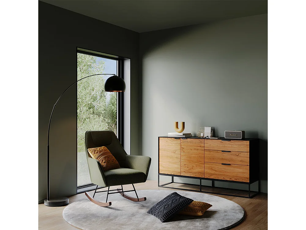 Lampada da terra in metallo nero - Dinard