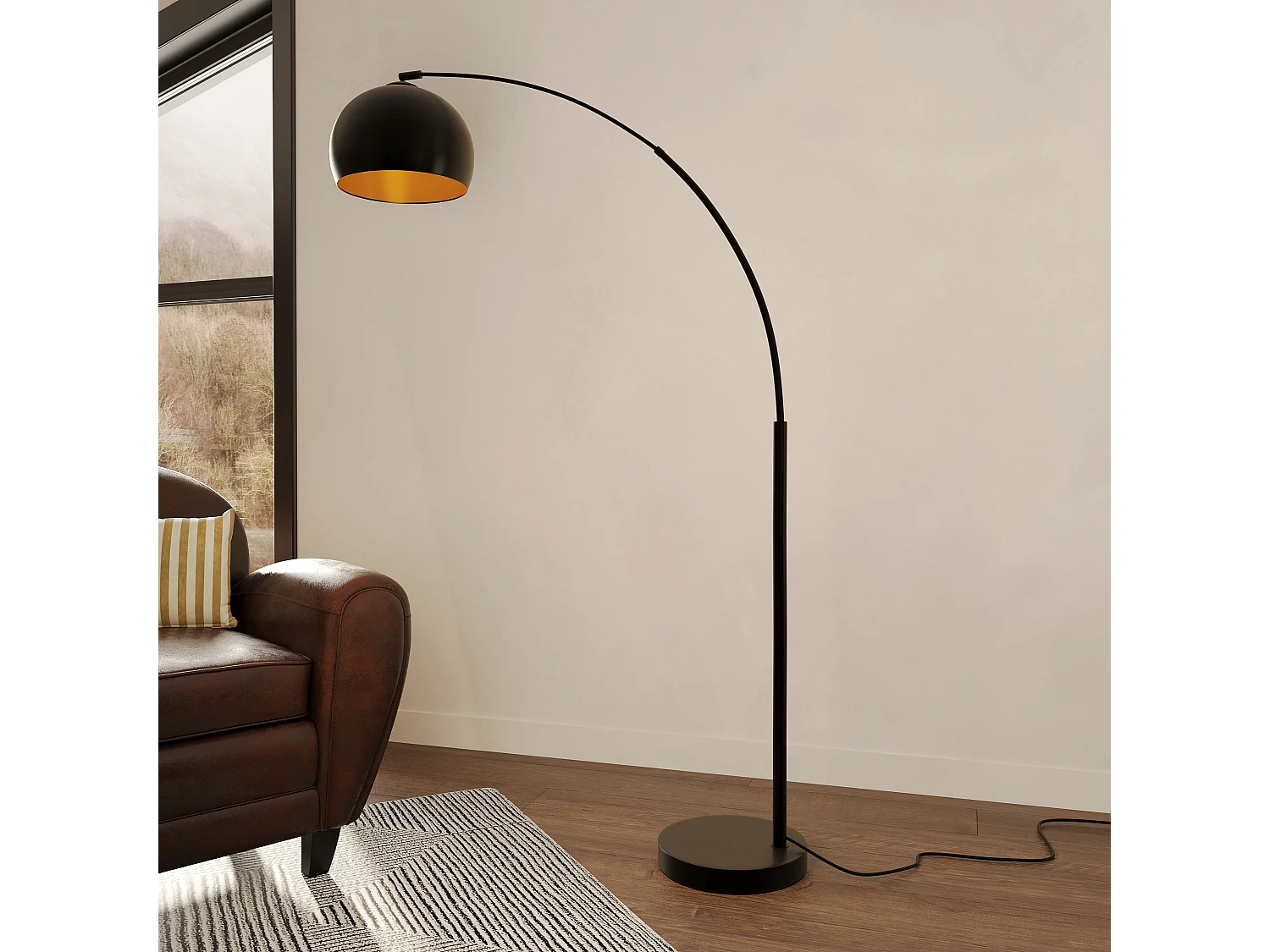 Lámpara de pie con pantalla de metal negro - Dinard