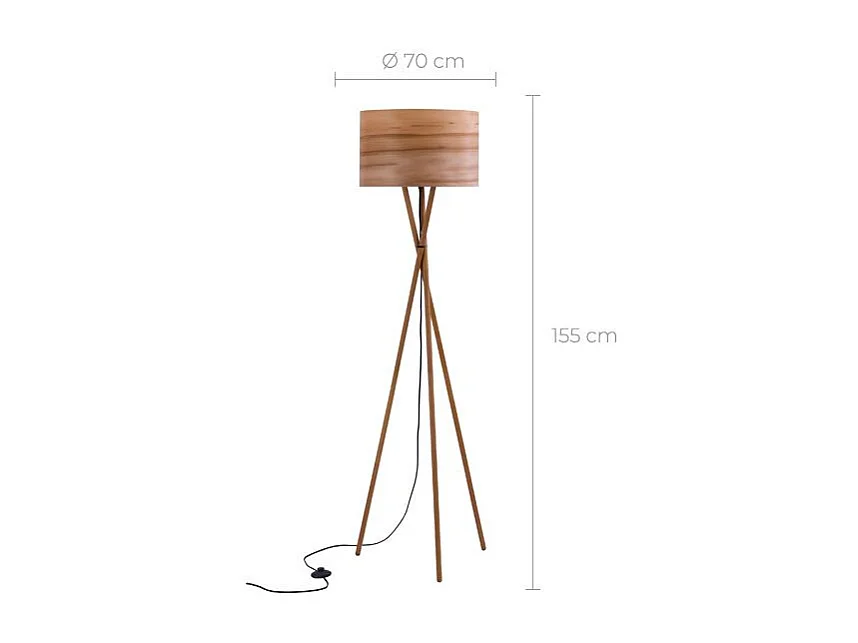 Lámpara de pie en madera de haya y hoja de madera - Kyoto