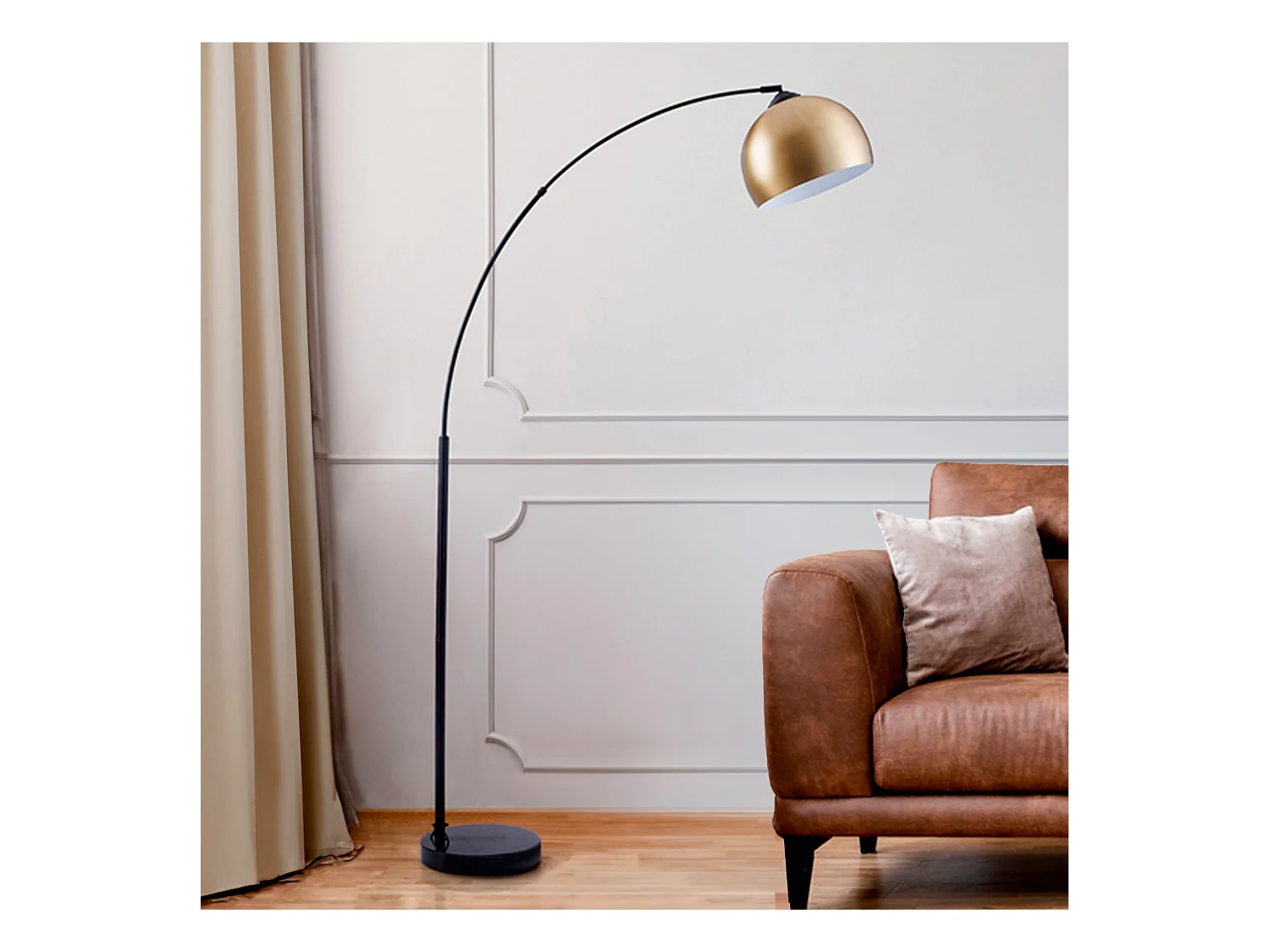 Lampadaire en métal couleur noir et laiton - Dinard