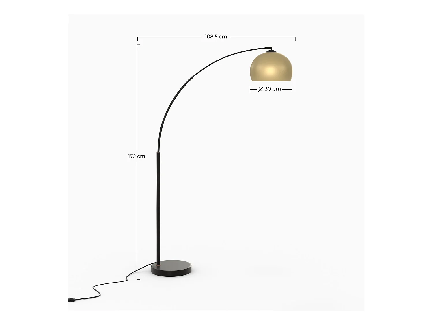 Lampadaire en métal couleur noir et laiton - Dinard