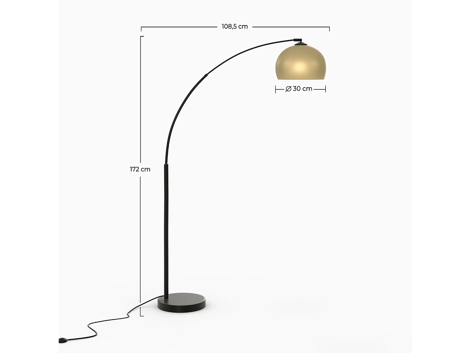 Lampada da terra in metallo nero e ottone - Dinard