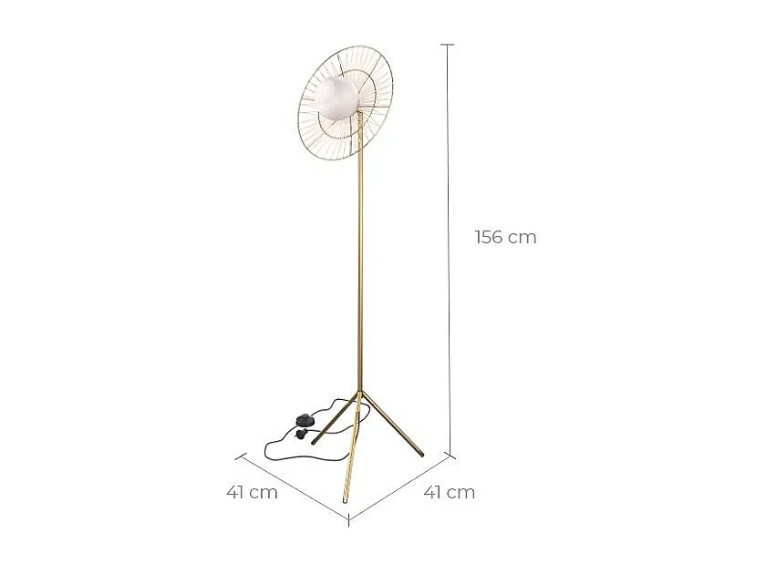 Lampada da terra in metallo dorato - Bandia