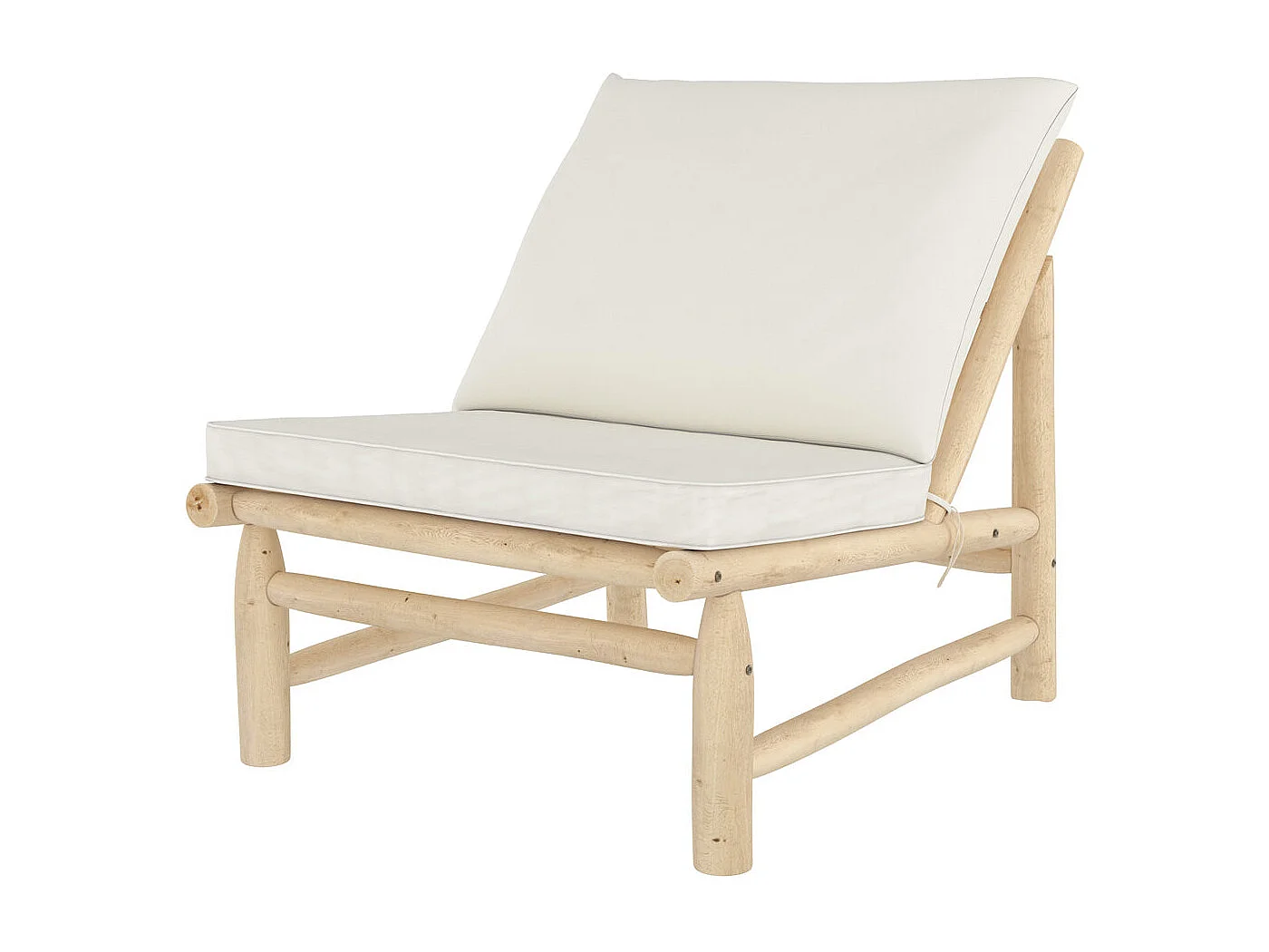Fauteuil de jardin en teck et coussins blanc cassé - Makam