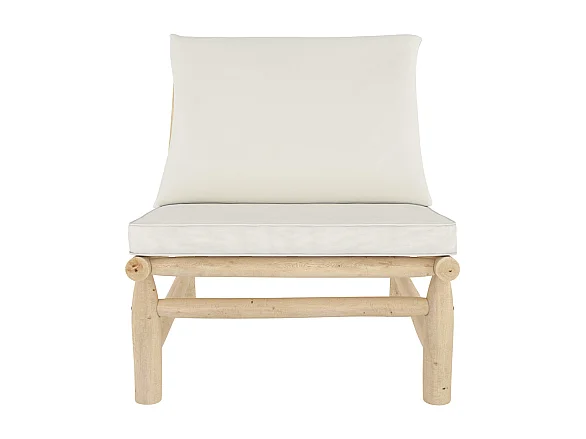 Fauteuil de jardin en teck et coussins blanc cassé - Makam