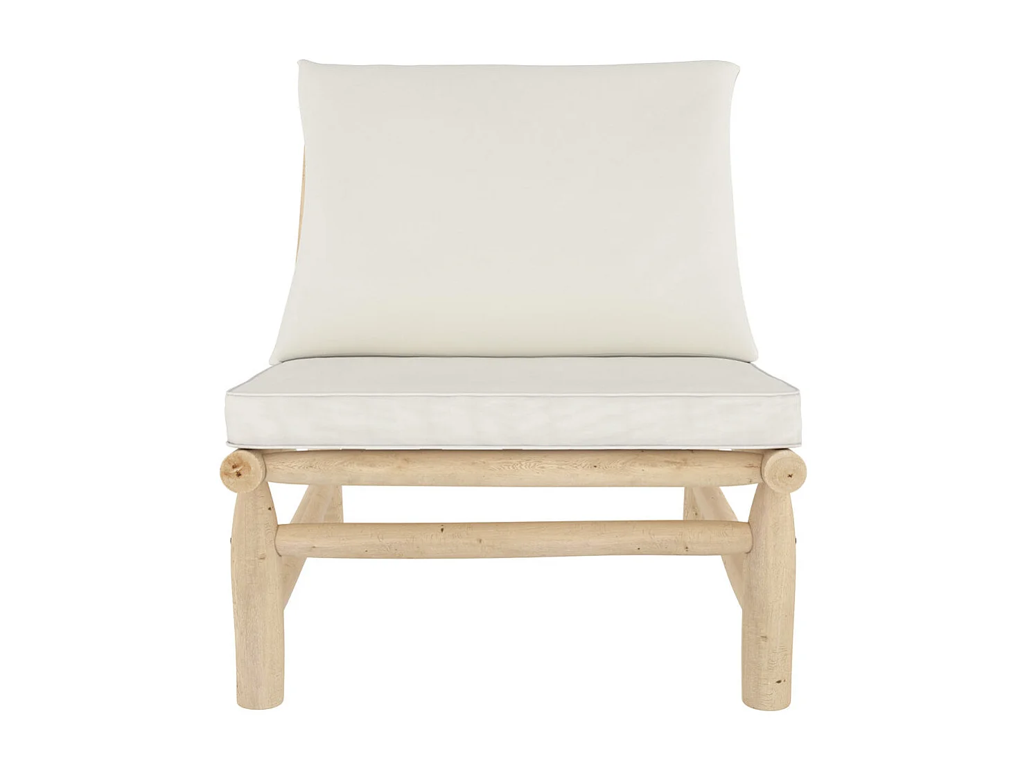 Fauteuil de jardin en teck et coussins blanc cassé - Makam