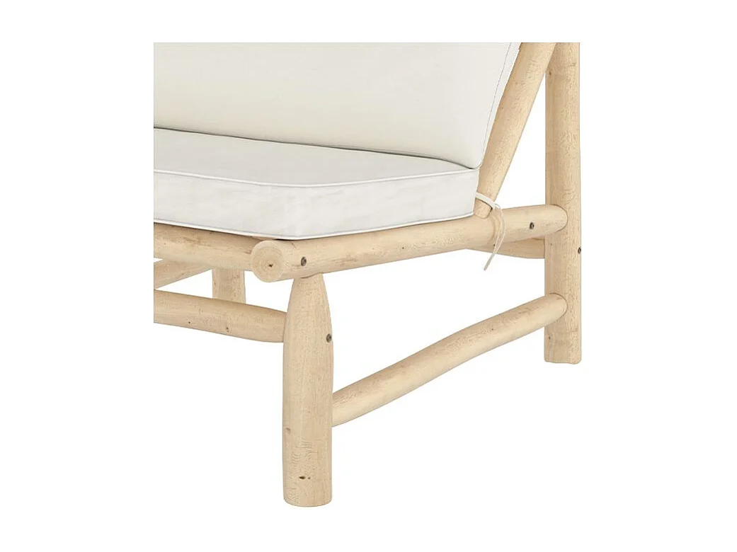 Fauteuil de jardin en teck et coussins blanc cassé - Makam